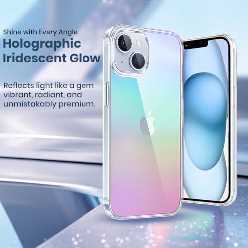 Image of MOOSH iPhone 15 Plus Rainbow Translucent Case Cover with Shockproof Bumpers, Military-Grade Drop Protection, Anti-Bacterial Coating, Protective Phone Case Cover for iPhone 15 Plus (Rainbow)