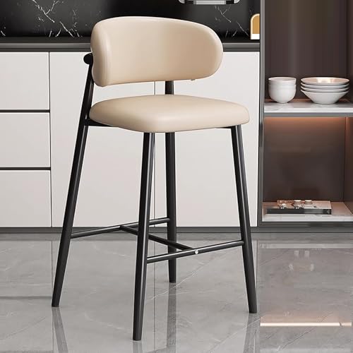 Juego de 2 taburetes de bar tapizados de piel sintética con respaldo y reposapiés, sillas de bar sin brazos para cocina, comedor, cafetería, restaurante