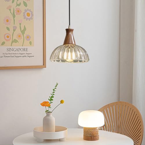 Lámparas de suspensión para comedor estilo industrial con madera auténtica 7