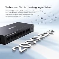 Tenda LAN Switch 8 Port Gigabit Netzwerk Switch Ethernet Splitter (IGMP-Snooping, QoS, Plug-and-Play, Unmanaged, Lüfterlos, Metallgehäuse) (TEG1008M) – Ansicht 2