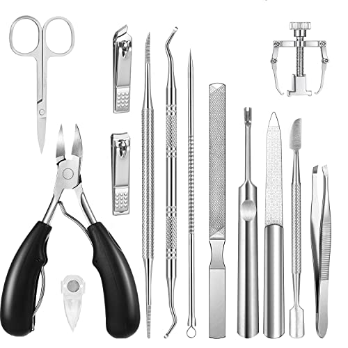 POTUANOT 14 Piezas Set Manicura Pedicura,Juego de cortaúñas,Pinza Cutícula,Alicates Cortauñas Pies para uñas Gruesas o Encarnadas Cover