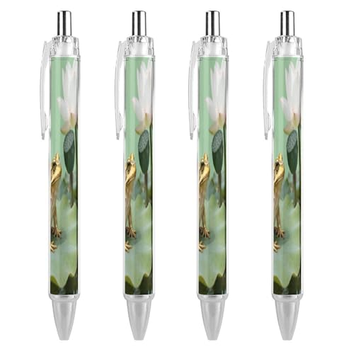 Stylos à bille grenouille dorée pointe moyenne sur feuille de lotus encre noire écriture premium