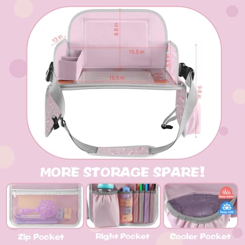 Image of MENZOKE Kids Travel Tray for Toddler Car Seat, Gift for Girl Activities | Road Trip Essentials Accessories Lap Tray for Girl with Dry Erase Board & iPad Holder Stand as Birthday Gift, LightPurple
