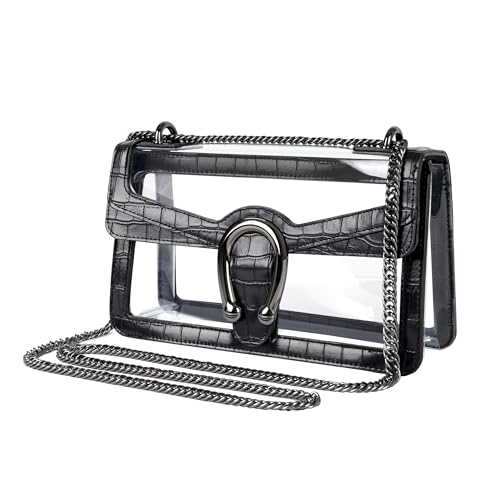 Image of Joryin Women's Stadium Approved Crossbody Bag for Women, Small Clear Bag Shoudler Purse with Chain Strap