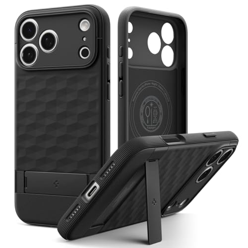 Spigen for iPhone 17 Pro Case, Parallax S MagFit [TPU Covered Camera Control] [Kickstand] [Compatible with MagSafe] - Matte Black