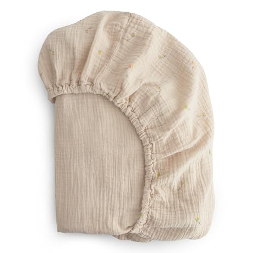 Image of mushie Extra Soft Muslin Fitted Crib Sheet | 192 Thread Count | 28"x 52" (Kites)