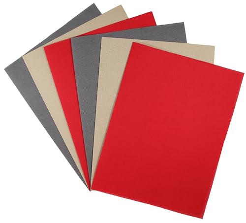 Image of KCS 4 /6 pc of 12 inch x 18 inch(30cmx45cm) 18CT Counted Cotton Aida Cloth Cross Stitch Fabric (6 pc,Red+Khaki+Dark Grey)