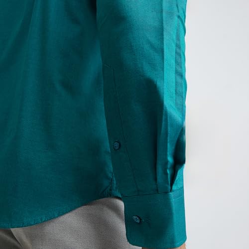 Image of Park Avenue Men Pure Cotton Slim Fit Structure Pattern Semi Cutaway Collar Formal Shirt