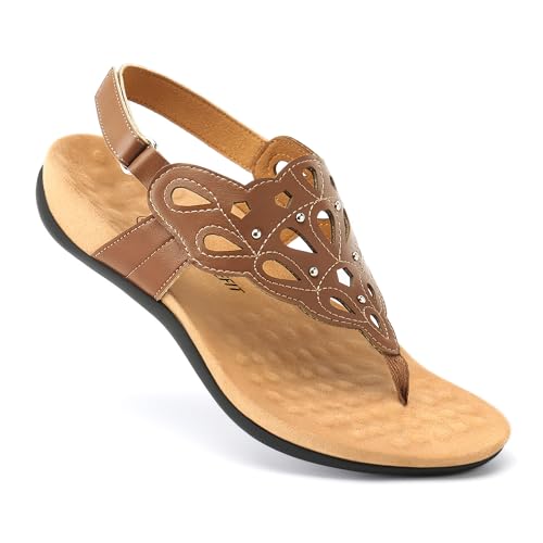 Image of Athlefit Orthopedic Sandals for Women Summer Adjustable Orthotic Thong Sandals with Arch Support