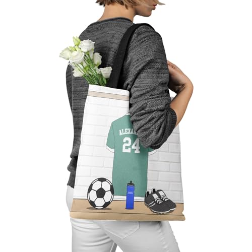 Personalized Name Soccer Sport Player Jersey Navy Handbag Gift Bags Christmas Treat Bags for Holiday Party Gift Bags3
