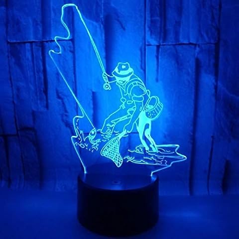 New Fishing Colorful 3D Lamp Illusion Lamp 3D Led Small Acrylic Night Light Touch Switch Black Base Lovely Night Light Fixtures Cover