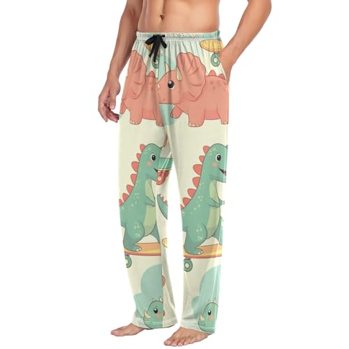 Men's Pajama Pants Cute Dinosaurs Bears Sleep Pajama Lounge Pant with Pockets, Elastic Waistband4