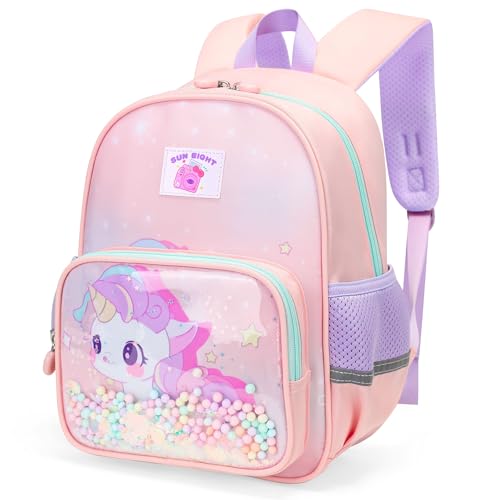 Hoseay Kinderrucksack Leicht Mädchen Rosa Einhorn Klein Rucksack Niedlich Kindergarten Kleinkind Schulranzen Wasserdicht Schulrucksack kita Vorschule Mini 8L Tagesrucksack für 2-6 Jahre