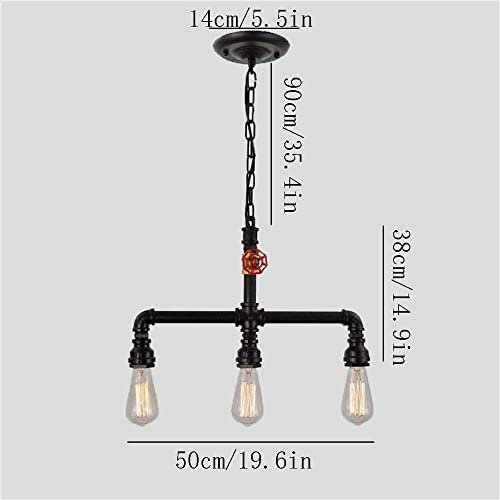 Lámpara colgante de 3 luces estilo industrial retro y forma de tubería de agua para techo 3