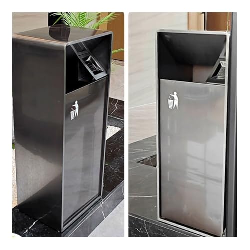 WOTZOV Mülleimer, 38L/80L Mülleimer für den Außenbereich, doppelläufig, weiße quadratische Metall-Mülltonne, Moderne gewerbliche Haushaltsmülltonne, Abfalleimer für den Außenber,L – Bild 7