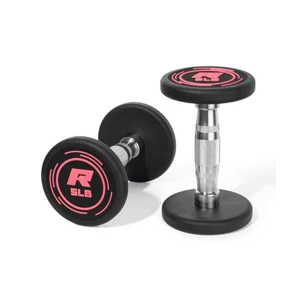 RitFit 5-200 LBS PVC Coated Pink Round Dumbbells Set with Optional Rack and Non-Slip Handle for Home Gym Strength Training and Fitness - Image 2