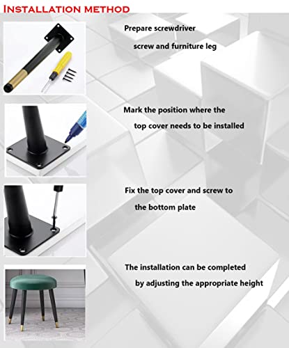 TempFoo 12 Inch Metal furniture Legs Oblique Conical Metal Legs Matte Black Gold Mid-Century Style Furniture Feet for Sofa Cabinet Table Chair Cupboard Couch Home DIY Projects(4PC (30 cm) - Image 4