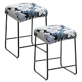 Levoberg Bar Stool Cover Rectangle Stretch Printed Vanity Stool Cover Counter Height Barstool Slipcovers Rectangular Kitchen Counter Saddle Seat Cover for Wooden Metal Bench Set of 2 Pattern 6