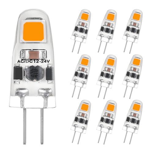 Lampadine Dimmerabili G4 LED Bianco Caldo 2700K,AC/DC 12-24V ha portato Lampadine G4,1.2W Sostituisce per 12W-15W Lampadina Alogene,125LM Risparmio Energetico LED Mini Lampadine,Confezione da 10