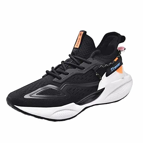 Men's Running Walking Shoes, Breathable Durable Comfortable Tennis Basketball, Sports Sneakers For Boys, Suitable For All Seasons Of The Year- Summer, Winter, Spring, Autumn, Pu, Cotton Fabric Black #TOP25