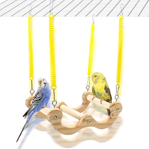 Bird Swing Toy with Spring Design, Parakeet Swing Perch for