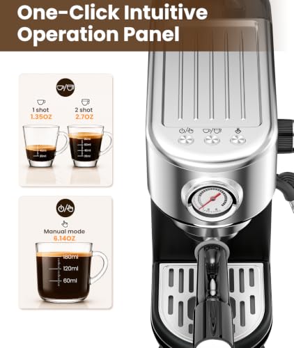 Image of atatix Espresso Machine, 20 Bar Espresso Coffee Machine with Milk Frother