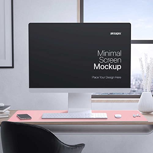 Image of Desk Mat Large Protector Pad - Multifunctional Dual-Sided Office Desk Pad,Smooth Surface Soft Mouse Pad, Waterproof Desk Mat for Desktop, Pu Leather Desk Cover for Office /Home(Pink, 36 inch x 17 inch)