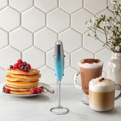 Image of Zulay Kitchen Powerful Milk Frother Wand With Duracell Batteries - Ultra Fast Handheld Drink Mixer - Electric Whisk Foam Maker for Coffee, Lattes, Cappuccino & Matcha - Z1 Motor - Marine