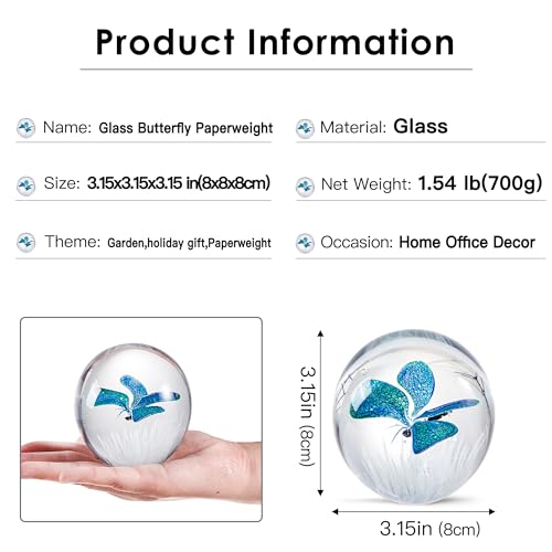 Eustuma ZJ-HAI KUI Hand Blown Glass Butterfly Paperweight thumb #1