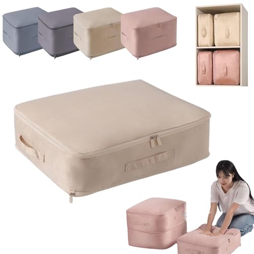 Ultra Space Saving Self Compression Organizer, Accompanyk Organizer, Heavy Duty Moving Bags, Otherwisie Space Saver Garment Bags (beige, Large)