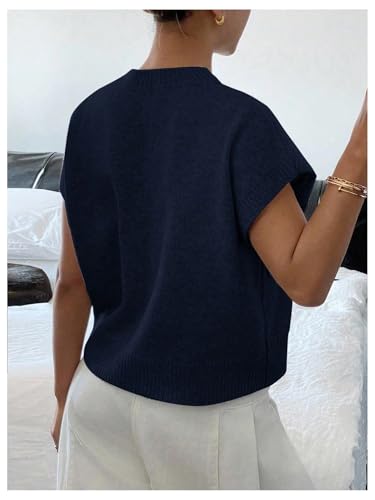Image of SOLY HUX Women's Short Sleeve Sweater 3D Floral Sweaters Pullover Tank Tops Knit Vest Trendy Fashion Clothing