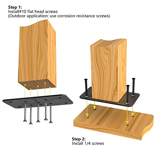 Sihnman Post Anchor Base Steel Plate (2 pc) for Wood Joint, Deck Railing, Wood Fence, Mail Post Bracket. Framing 2x4 Wood, 4x4 Lumber, 4x4 Bracket, 4x4 Anchor, Toja Grid