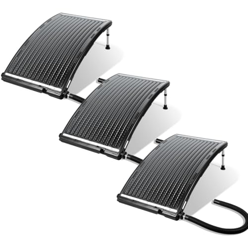 Herrselsam Calefacción solar para piscina 3 juegos, calefacción solar piscina 113 x 69 x 35 cm, panel solar conexión de piscina Ø 32 – 40 mm, altura regulable piscina calentadores solares para piscina