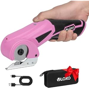 VLOXO Cordless Cardboard Cutter, Electric Scissors with Safety Lock, 4.2V Electric Fabric Cutter Rotary Powerful Fabric Scissors Recharge Multi-Cutting Tool for Carpet Leather Felt with Stor