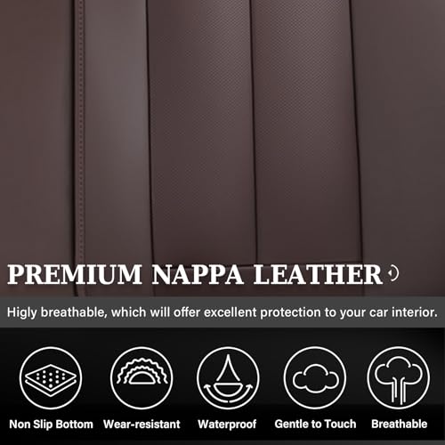Image of Coverado Back Seat Cover for Kids, Rear Seat Covers for Cars, Brown Back Seat Protector, Waterproof Car Seat Cushion Nappa Leather, 3-Pieces Dog Seat Cover for Back Seat Universal Fit for Most Cars