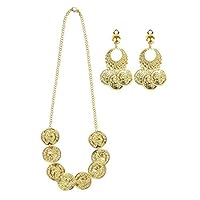 Boland 64510 - Schmuckset Bauchtänzerin, 3-teiliges Set, zwei Ohrringe und eine Halskette, Modeschmuck, Gold, Münzen, Belly Dance, Karneval, Mottoparty, Kostüm, Verkleidung, Tanzen, Bühne, Theater