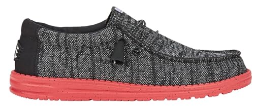 Hey Dude Men's Wally Stretch Sox Slip-On Loafer Shoe, Black/Red 11 - image 4