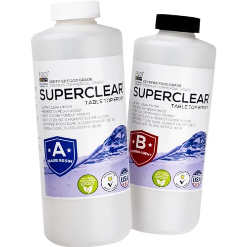 Superclear Table Top Epoxy Resin, Crystal Clear 1:1 Protective Coating for Tabletops, Bar Tops...