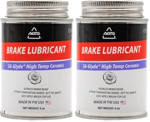 Image of AGS Automotive Solutions Brush Top Can Ceramic-Glyde Silicone Brake Lubricant, 4oz, Compatible with Ceramic and Metallic Brake Pads, Noise Reduction Technology (Pack of 2)