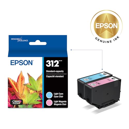Image of Epson 312 Claria Photo HD Ink Standard Capacity Light Cyan /Magenta (T312922-S) Works with Expression XP-8500, 8600, 8700, 15000