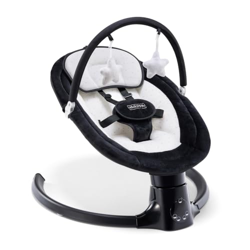 Image of HARPPA Weddell Lite Electric Swing for Baby, 5 Adjustable Speeds, Black | Infant Swing with 3 Timers, Remote & Touch Panel, 5-Point Harness, 10 Built-in Melodies, and Folds for Easy Storage