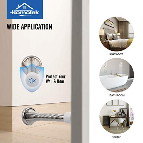 Image of HOMOTEK 30 Pack Spring Door Stopper with Rubber Bumper Satin Nickel 3-1 /8 inch Flexible Spring Heavy Duty Wall Door Stop Low Mounted Door Bumper for Home (Satin Nickel)
