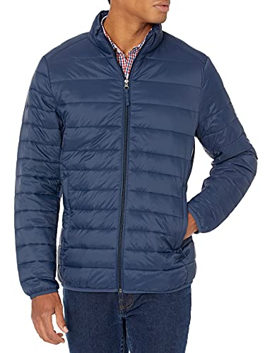 Amazon Essentials Men's Lightweight Water-Resistant Packable Puffer Jacket, Navy, X-Large