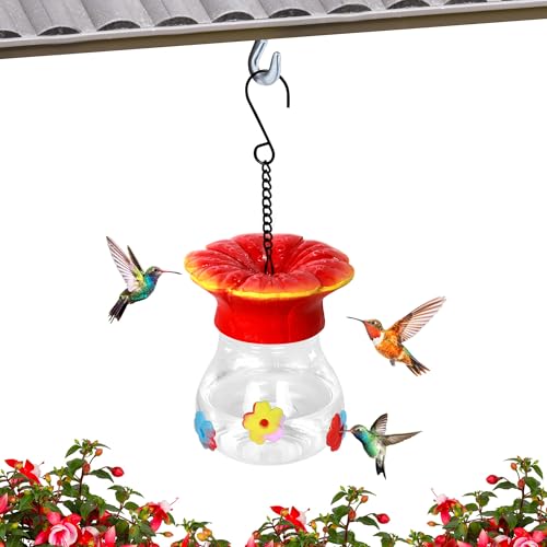 Hummingbird Feeder for Outdoors,Hummingbird Feeders Ant Bee Proof,ABS Bird Feeder Hanging Leak-Proof Hummingbird Feeder for Outside with Soft Rubber Flowers Easy to Clean Garden Backyard Decor Red
