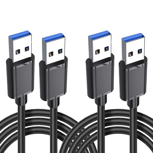Leloco USB 3.0 Kabel [2 St&uuml;ck 2M ], 5Gbps USB A Stecker auf A Stecker Datenkabel Verbindungskabel Kompatibel mit HDD, Drucker, Festplattengeh&auml;usen, Kameras, DVD, Laptop usw (Schwarz)
