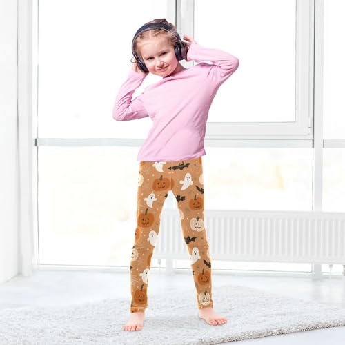 Girls Leggings Halloween Pumpkin Ghost Kids Length Leggings Pants Toddler Athletic Soft Bat Orange Tights Trousers 4T4