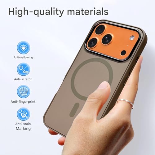 Image of Elzzi Magnetic for iPhone 17 Pro Max Case (2025)(Compatible with MagSafe)(Military Grade Drop Protection) Matte Shockproof with Anti-Fingerprint Phone Cover, 6.9''|Brown