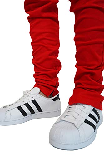 URBANJ Men's Tapered Skinny Fit Colored Denim Jogger Pants with Ankle Zip2