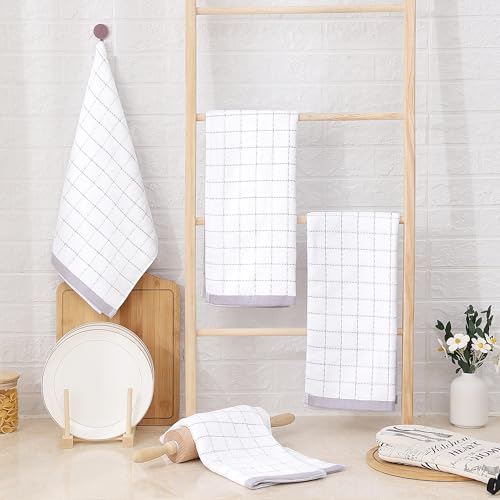 Image of Homaxy 100% Cotton Terry Kitchen Towels, 8 Pack, White