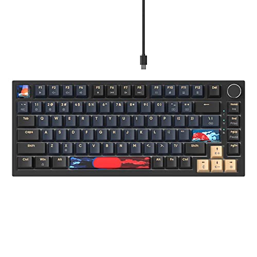 Image of Fogruaden 75% Wired Mechanical Gaming Keyboard 75 Percent Hot Swappable, Red Switch, RGB Backlit 82 Keys TKL Mechanical Keyboard, NKRO Compact Keyboard with Volume Control Knob (BlueSamurai)